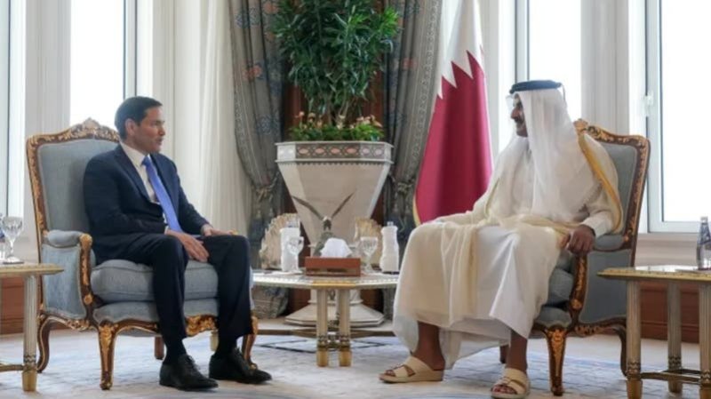 أمير قطر يبحث مع روبيو مستقبل اتفاق وقف النار في غزة