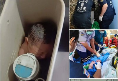 نجاة رضيعة عُثر عليها داخل خزان مرحاض في مبنى إداري بتايلند