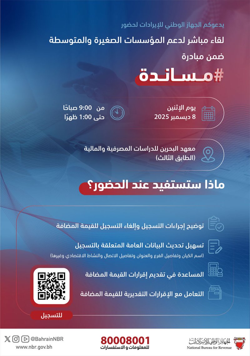 الجهاز الوطني للإيرادات ينظم اللقاء المباشر الثاني لتقديم الدعم الفوري للمنشآت الصغيرة والمتوسطة