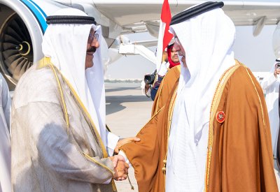 بالصور: سمو أمير دولة الكويت يصل إلى مملكة البحرين للمشاركة في أعمال الدورة السادسة والأربعين للمجلس الأعلى لمجلس التعاون لدول الخليج العربية