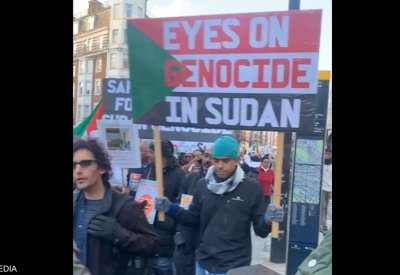 لندن.. تظاهرة سودانية أمام مقر الحكومة تدعو لوقف الحرب
