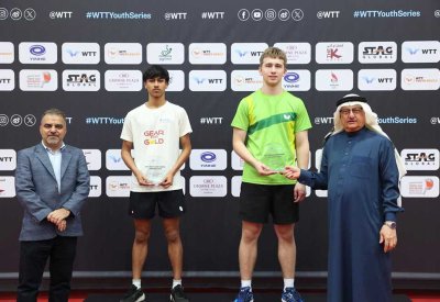 عبد الرحمن عسكر والشيخة حياة بنت عبد العزيز يشهدان ختام بطولة WTT Youth Contender