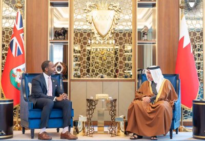 سمو ولي العهد رئيس مجلس الوزراء يؤكد الحرص المتبادل على تنمية وتعزيز علاقات التعاون بين مملكة البحرين وبرمودا