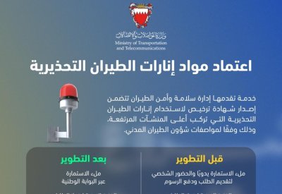 وزارة المواصلات والاتصالات تطوّر خدمة اعتماد مواد إنارات الطيران التحذيرية