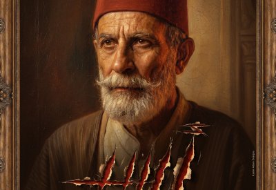 النجم الفلسطيني كامل الباشا تاجر عبيد في البوستر الفردي لفيلم "أسد"