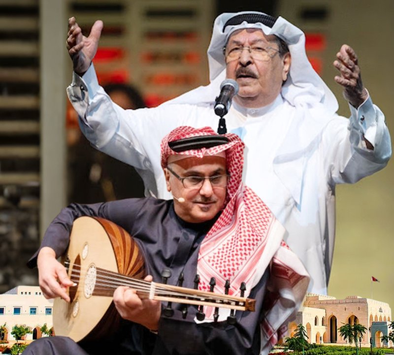 عميد الأغنية الخليجية أحمد الجميري والفنان القدير خالد الشيخ في مسقط