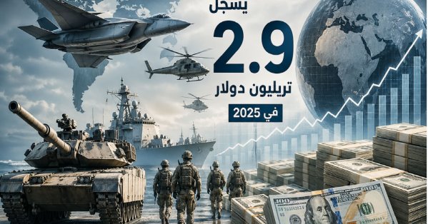 الإنفاق العسكري العالمي يسجل 2.9 تريليون دولار في 2025