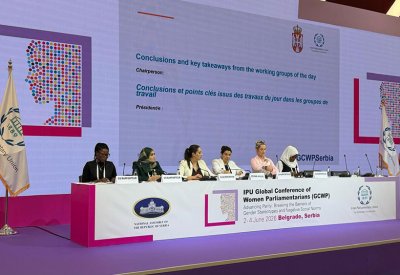 د. جميلة السلمان تقدّم التقرير الختامي للمجموعة الثانية في جلسة برلمانية دولية حول دعم المشاركة السياسية للمرأة