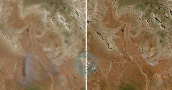 صور فضائية تكشف تدمير منصة صواريخ إيرانية في كرمنشاه