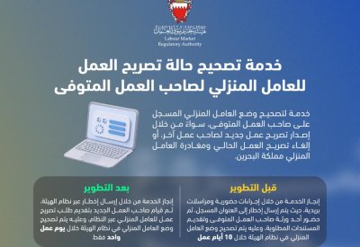 هيئة تنظيم سوق العمل تطوّر خدمة تصحيح حالة تصريح العمل للعامل المنزلي لصاحب العمل المتوفى