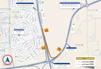 "الأشغال": غلق مسارين أعلى كوبري الزلاق ومسار بالملف المؤدي إلى شارع الشيخ خليفة بن سلمان