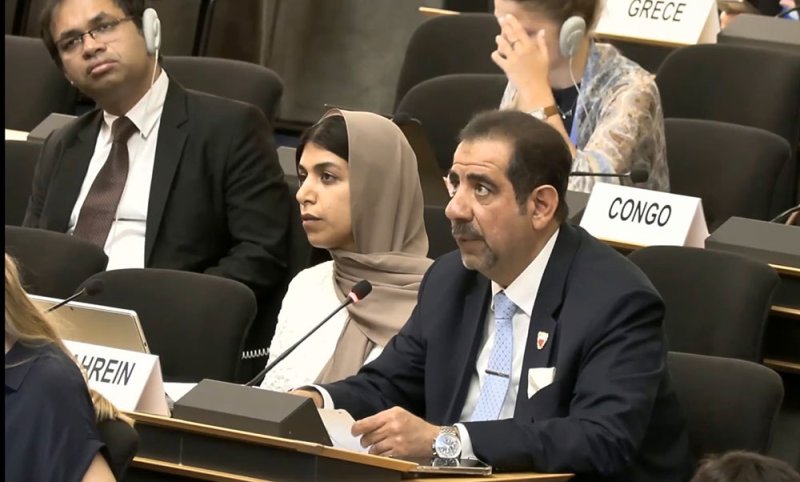 المندوب الدائم لمملكة البحرين لدى الأمم المتحدة في جنيف يؤكد في بيان خليجي أهمية حماية المدنيين واحترام سيادة الدول