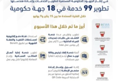 تطوير 99 خدمة في 18 جهة حكومية خلال الفترة من 15 يناير إلى 9 يوليو