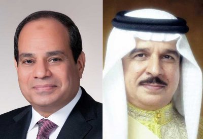 جلالة الملك المعظم في مقدمة مستقبلي فخامة الرئيس المصري لدى وصوله إلى البلاد