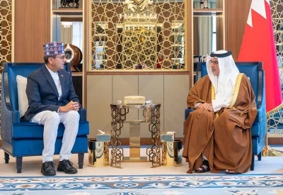 سمو ولي العهد رئيس مجلس الوزراء يستقبل سفير نيبال لدى مملكة البحرين بمناسبة انتهاء فترة عمله