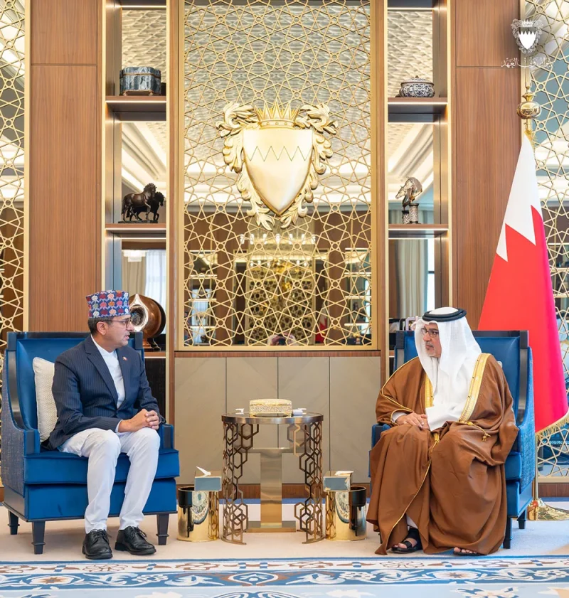 سمو ولي العهد رئيس مجلس الوزراء يستقبل سفير نيبال لدى مملكة البحرين بمناسبة انتهاء فترة عمله