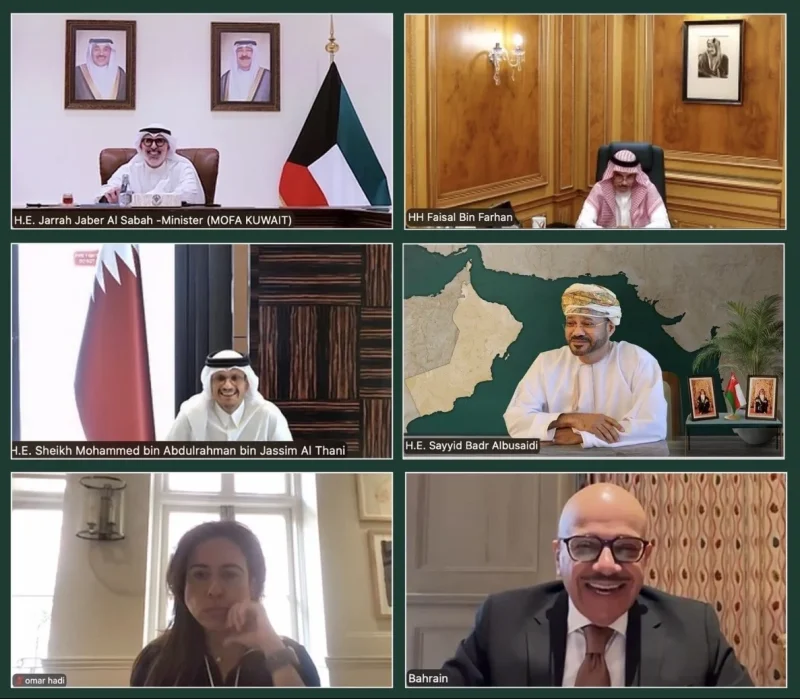 وزير الخارجية يشارك في لقاء تشاوري مع وزراء الخارجية في دول مجلس التعاون عبر الاتصال المرئي