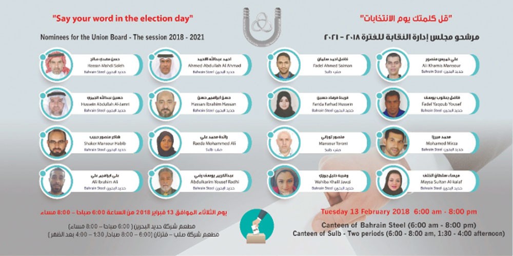 16 مرشحًا لانتخابات نقابة “فولاذ العامة”