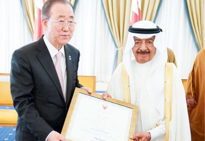 منح بان كي مون جائزة سمو رئيس الوزراء 