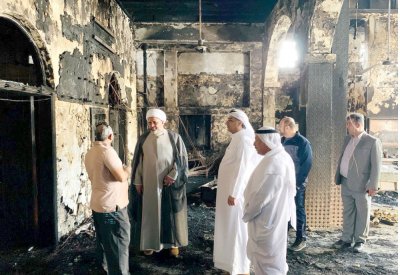 حريق يلتهم مأتم الديه الشرقي والأضرار مادية
