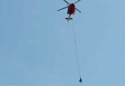 طائرة تحلق ببقرة في مهمة إنقاذ فريدة