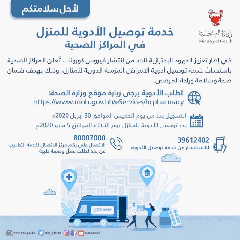 استحداث خدمة توصيل أدوية الأمراض المزمنة للمنازل